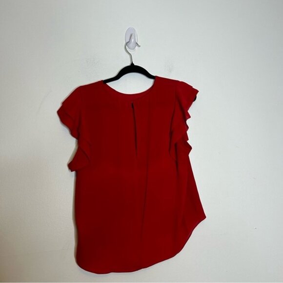 Aritzia Sunday Best Sz L OHara Red Ruffle Blouse - Picture 5 of 8